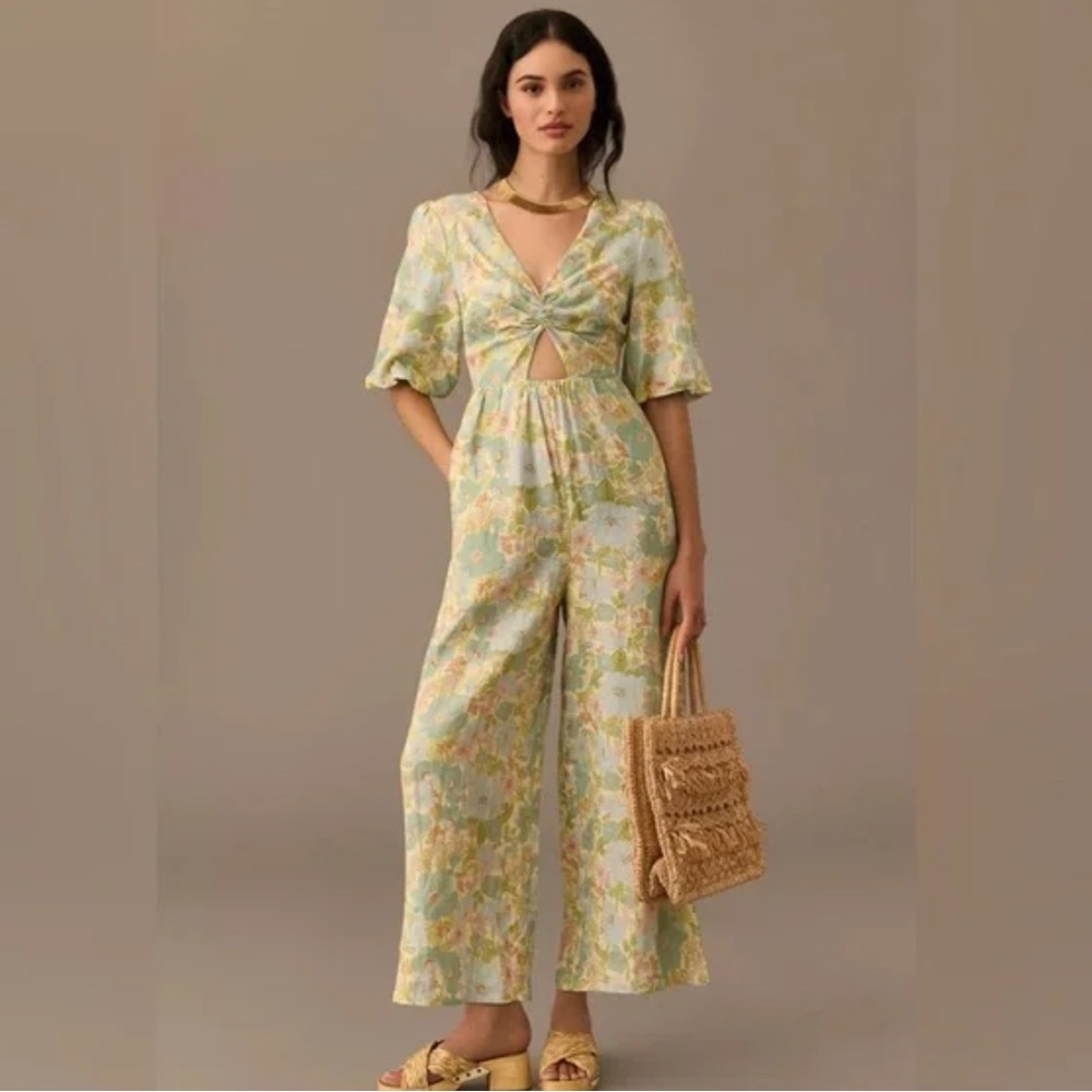Anthropologie Sancia The Aida Floral Twist-Front Jumpsuit